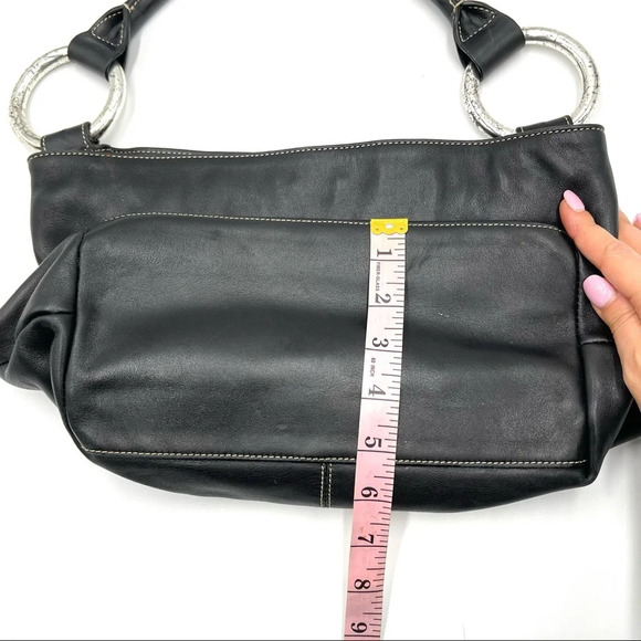 Sequoia black leather silver ring large shoulder bag - Picture 15 of 15